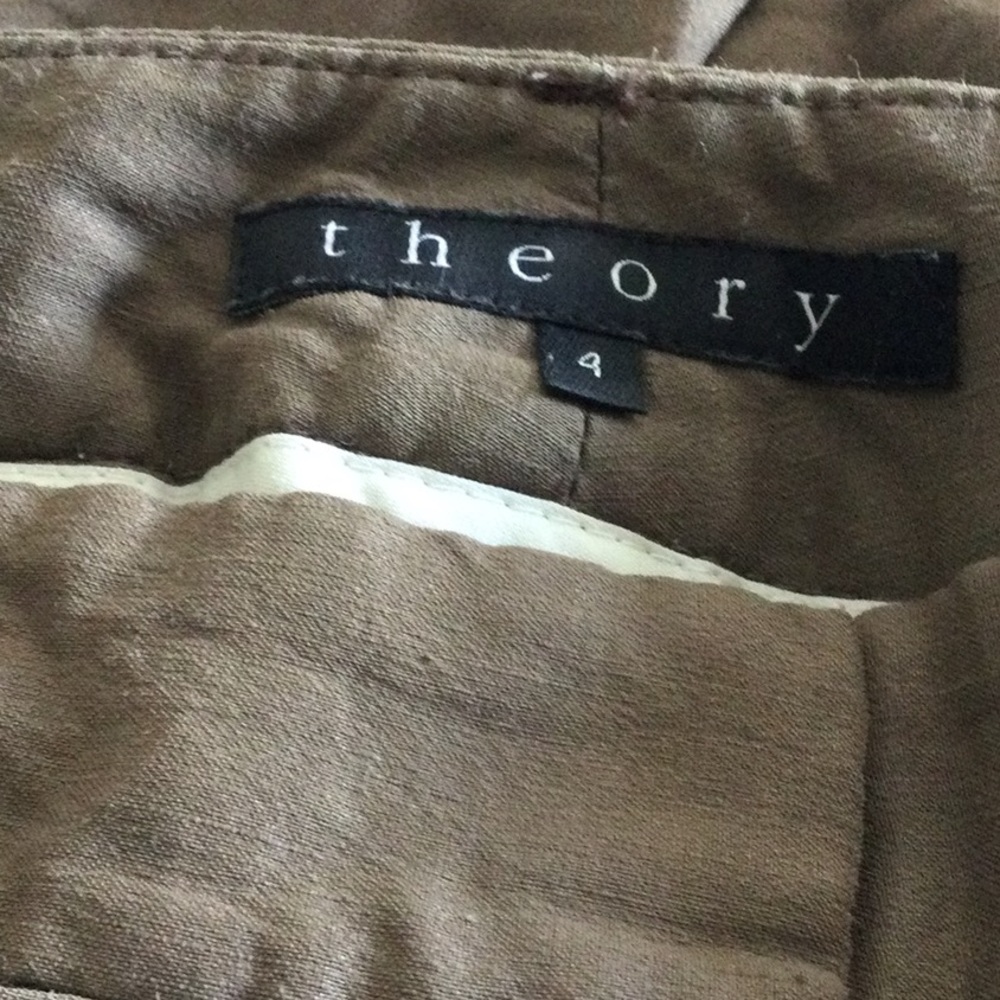 Theory Khaki Linen Pants - Picture 4 of 5